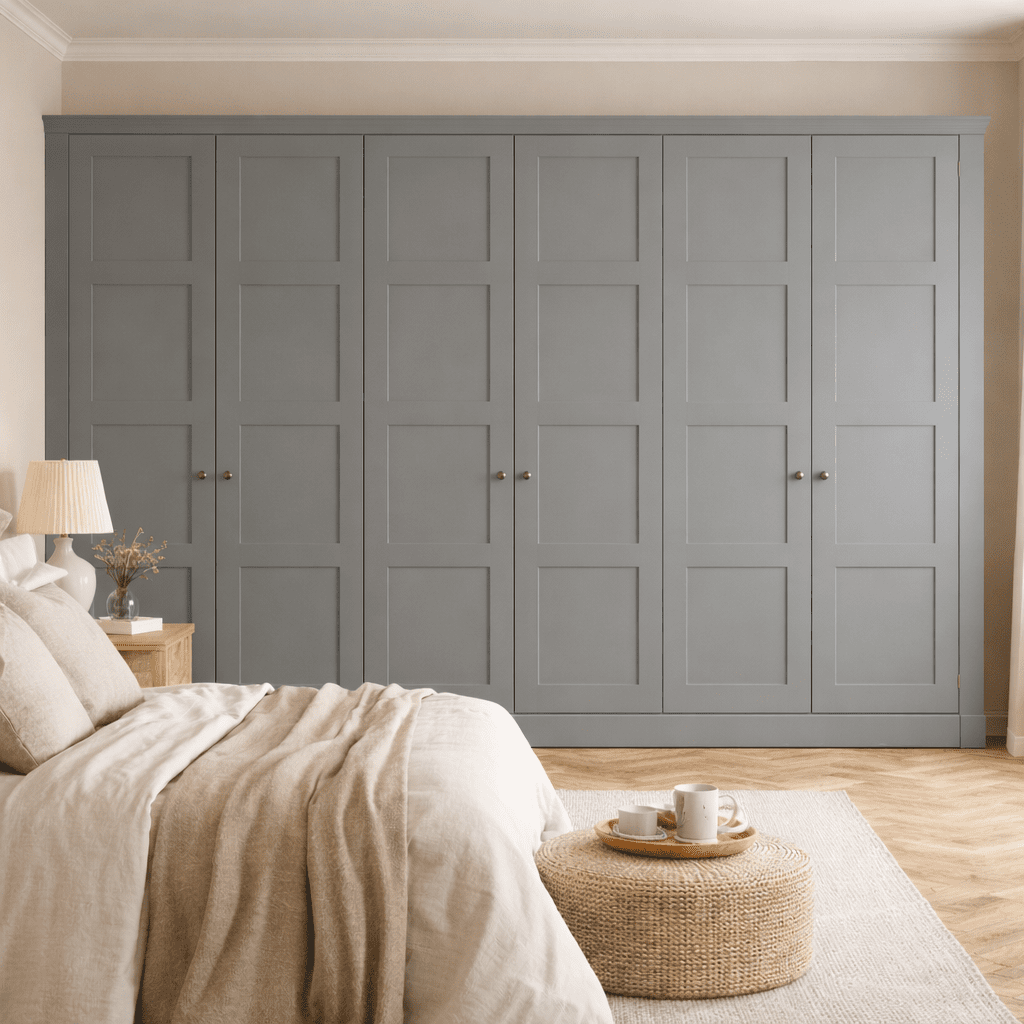 6 Door 4 Panel Shaker Front Frame Fitted Wardrobe - Widths Available 3201 - 3800mm 8 - Online Bedrooms