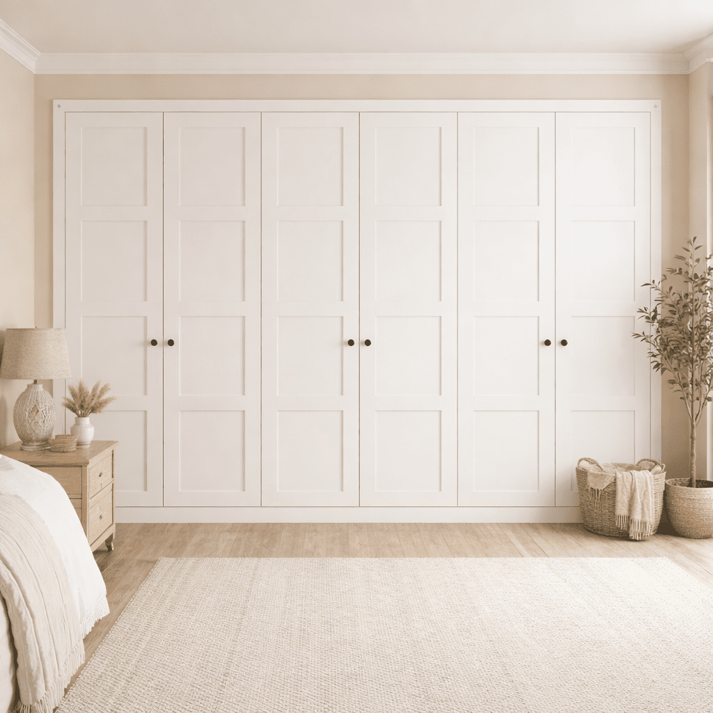 6 Door 4 Panel Shaker Front Frame Fitted Wardrobe - Widths Available 3201 - 3800mm 1 - Online Bedrooms