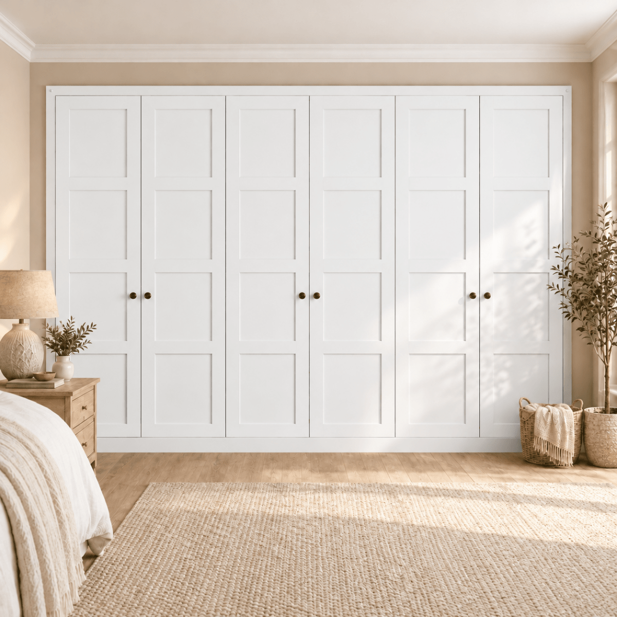 6 Door 4 Panel Shaker Front Frame Fitted Wardrobe - Widths Available 3201 - 3800mm 8 - Online Bedrooms