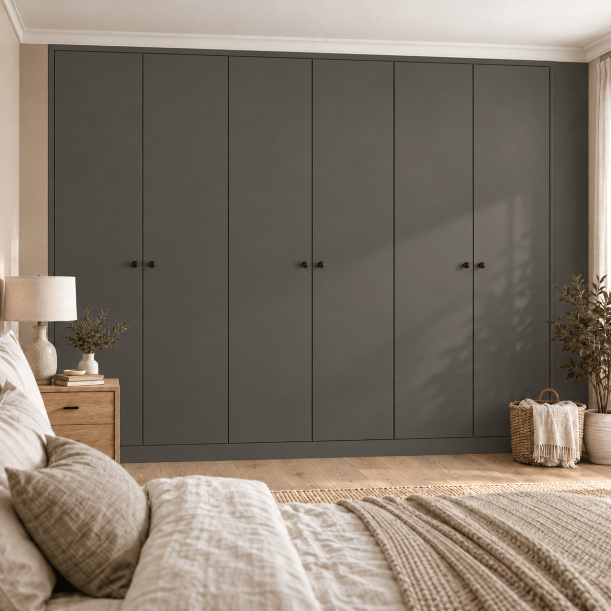 6 Door Modern Slab Front Frame Fitted Wardrobe - Widths Available 3201 - 3800mm 12 - Online Bedrooms