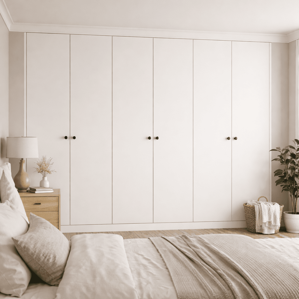 6 Door Modern Slab Front Frame Fitted Wardrobe - Widths Available 3201 - 3800mm 1 - Online Bedrooms