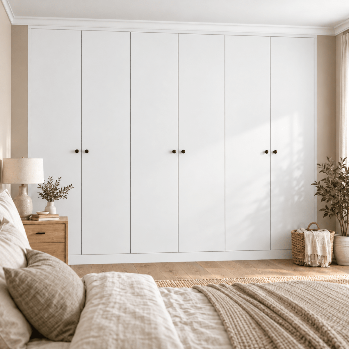 6 Door Modern Slab Front Frame Fitted Wardrobe - Widths Available 3201 - 3800mm 8 - Online Bedrooms