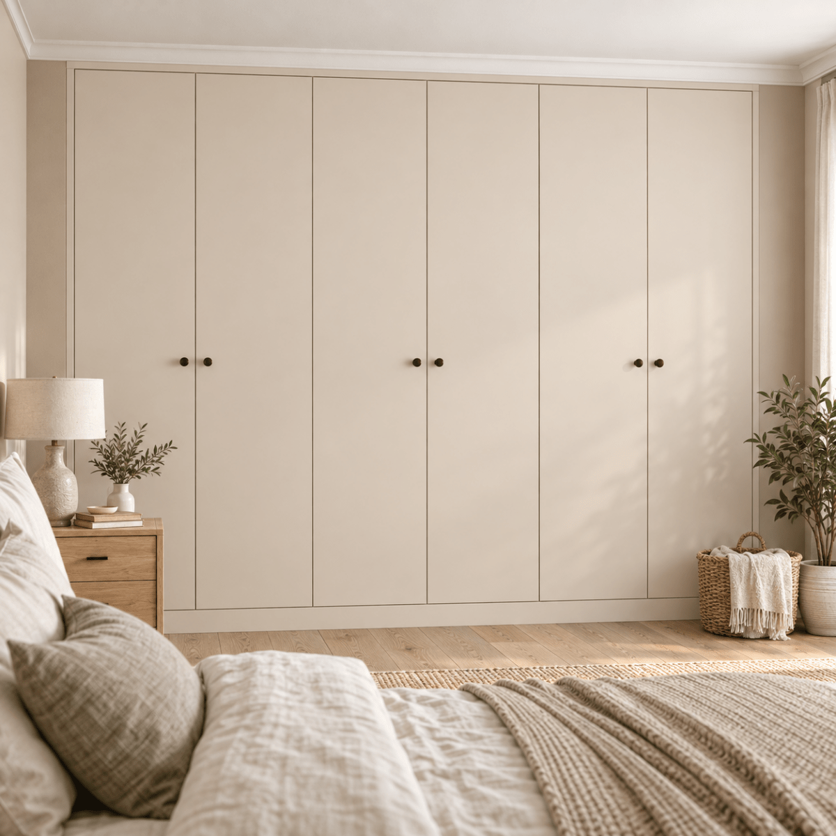 6 Door Modern Slab Front Frame Fitted Wardrobe - Widths Available 3201 - 3800mm 1 - Online Bedrooms
