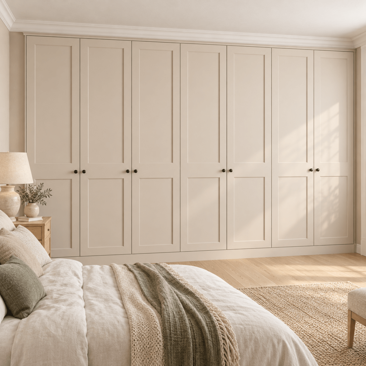 7 Door 2 Panel Shaker Front Frame Fitted Wardrobe - Widths Available 3801 - 4400mm 1 - Online Bedrooms