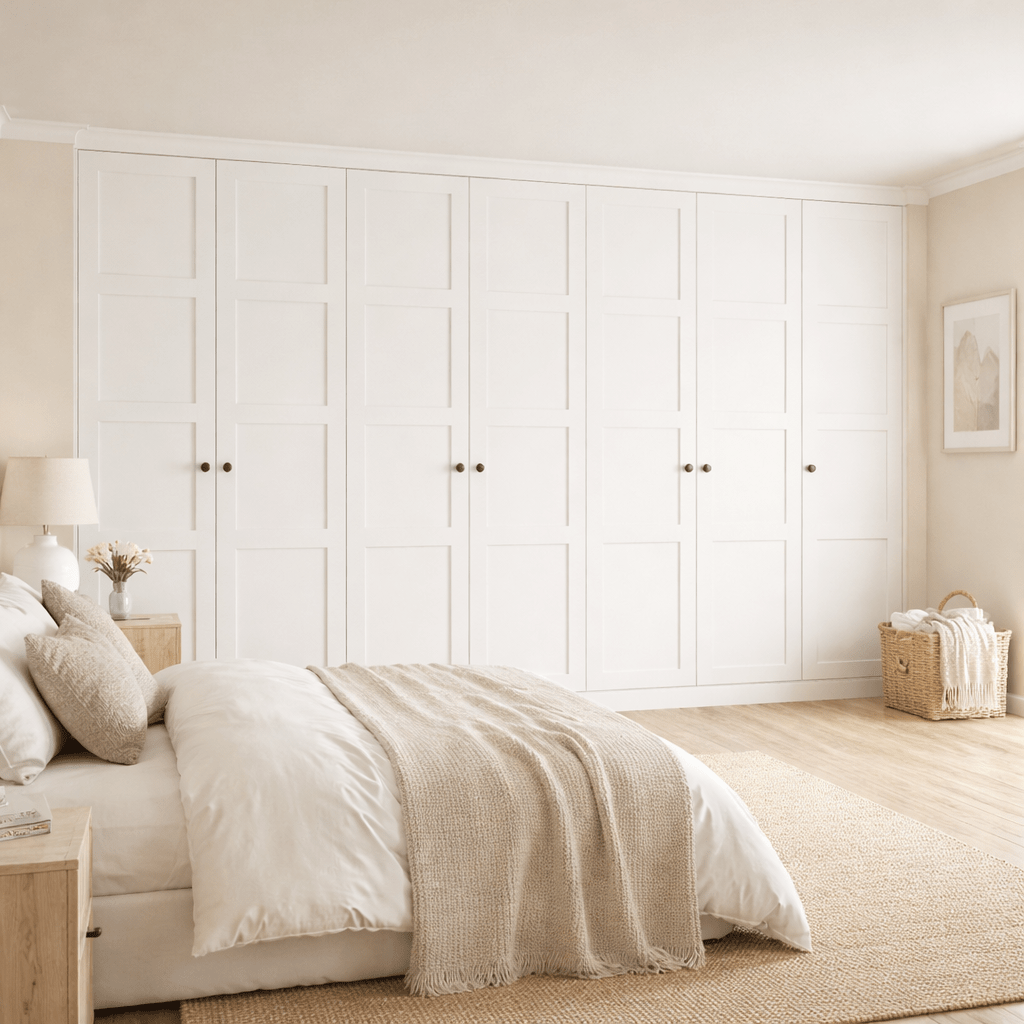7 Door 2 Panel Shaker Front Frame Fitted Wardrobe - Widths Available 3801 - 4400mm 1 - Online Bedrooms