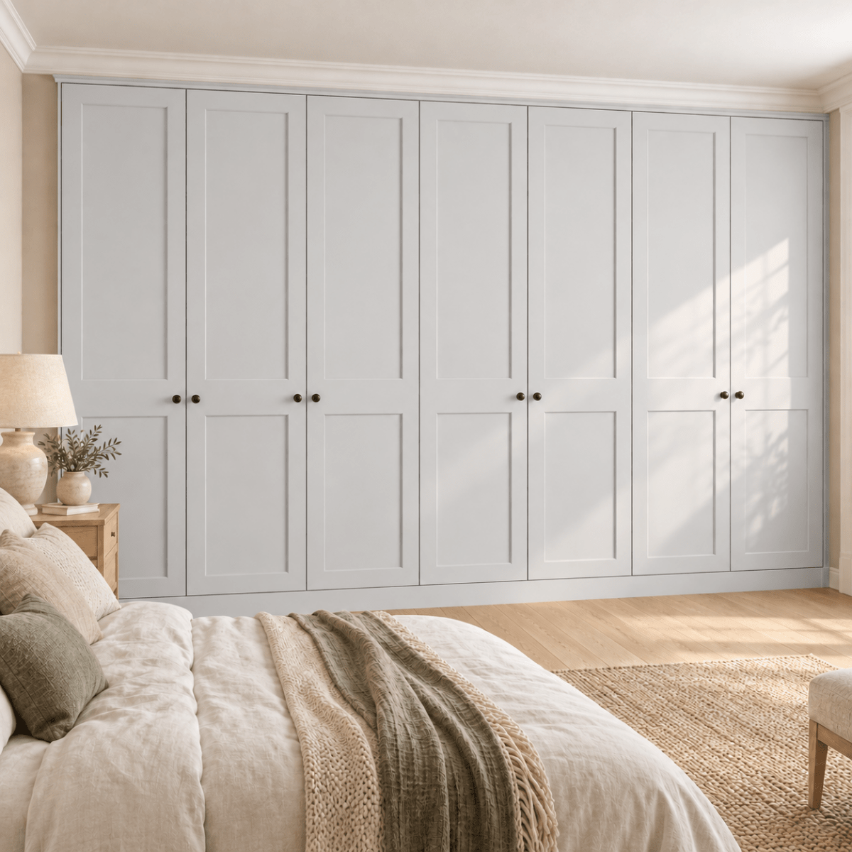 7 Door 2 Panel Shaker Front Frame Fitted Wardrobe - Widths Available 3801 - 4400mm 7 - Online Bedrooms