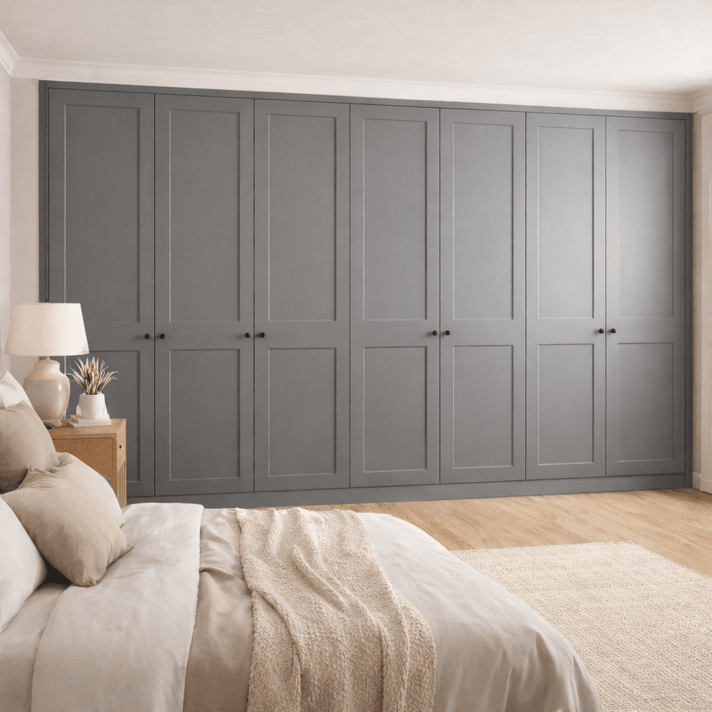 7 Door 2 Panel Shaker Front Frame Fitted Wardrobe - Widths Available 3801 - 4400mm 17 - Online Bedrooms