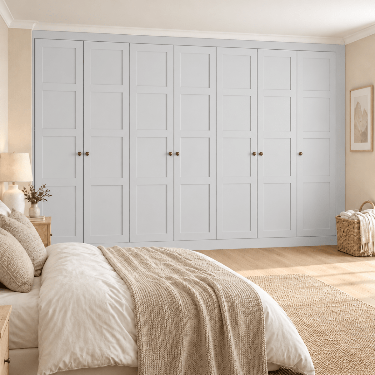 7 Door 4 Panel Shaker Front Frame Fitted Wardrobe - Widths Available 3801 - 4400mm 8 - Online Bedrooms