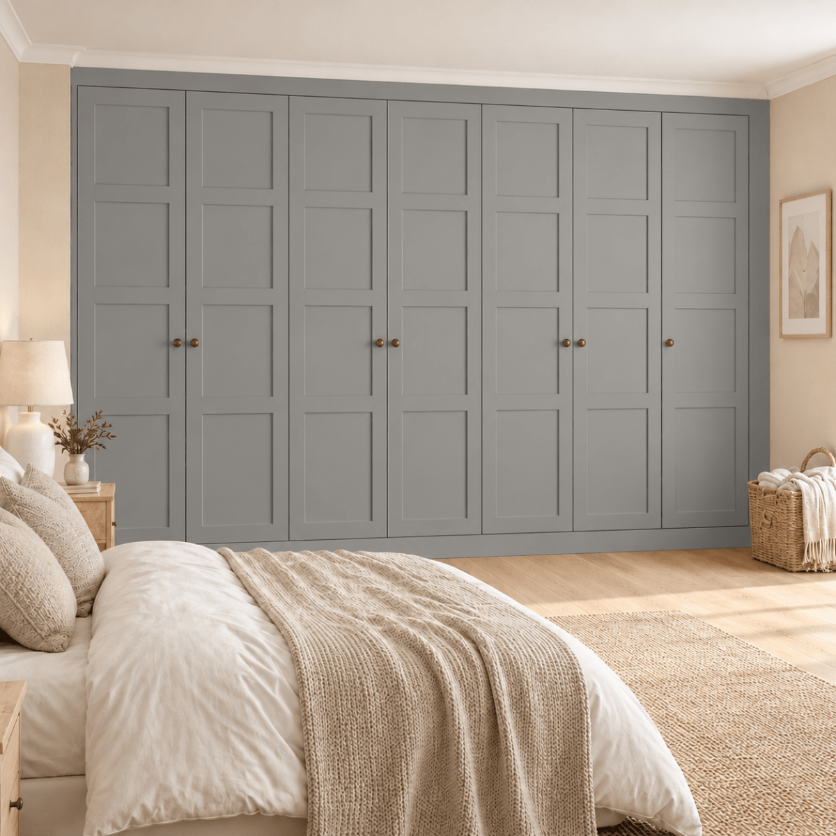 7 Door 4 Panel Shaker Front Frame Fitted Wardrobe - Widths Available 3801 - 4400mm 7 - Online Bedrooms