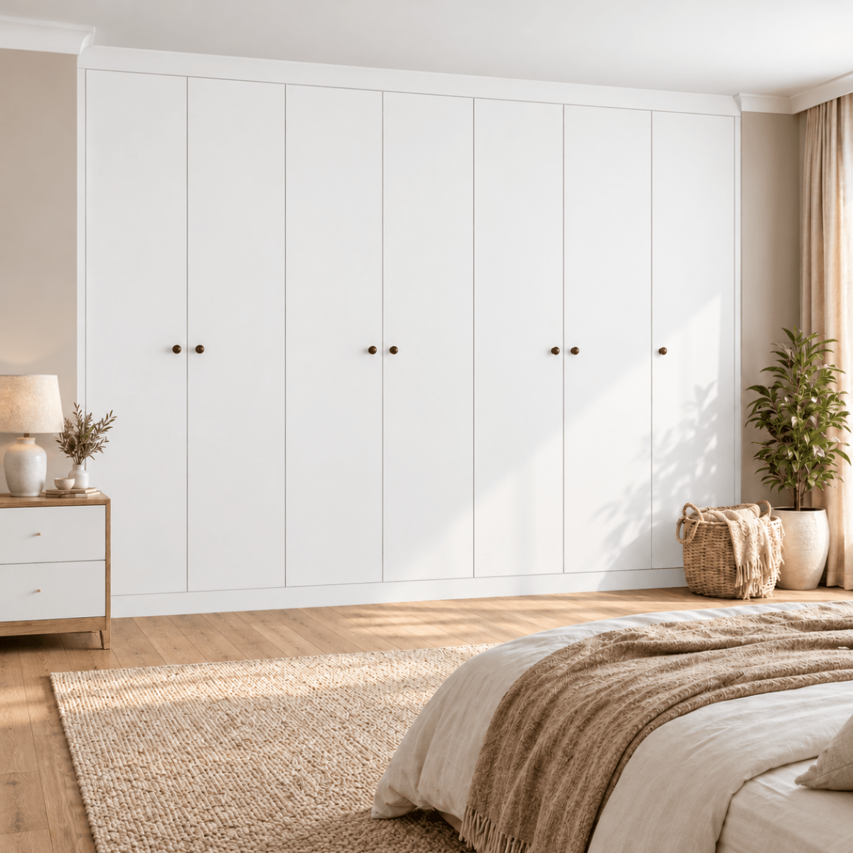 7 Door Modern Slab Front Frame Fitted Wardrobe - Widths Available 3801 - 4400mm 10 - Online Bedrooms