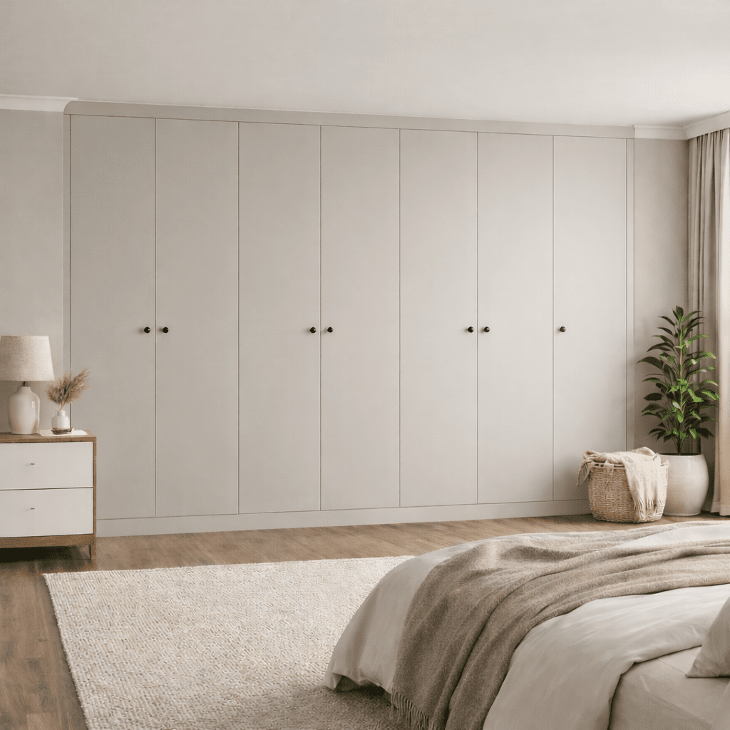 7 Door Modern Slab Front Frame Fitted Wardrobe - Widths Available 3801 - 4400mm 10 - Online Bedrooms