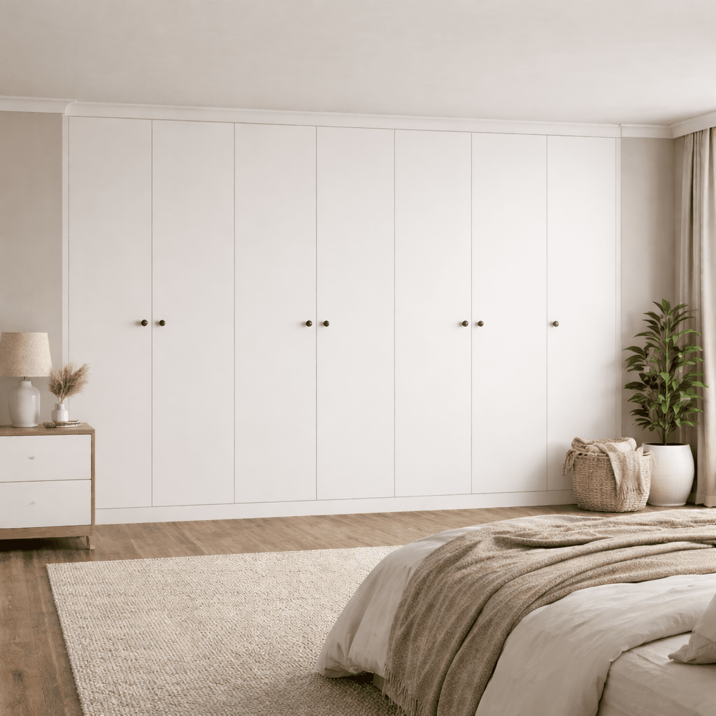 7 Door Modern Slab Front Frame Fitted Wardrobe - Widths Available 3801 - 4400mm 1 - Online Bedrooms