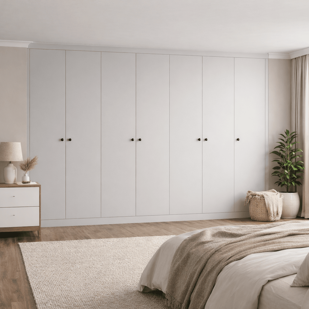 7 Door Modern Slab Front Frame Fitted Wardrobe - Widths Available 3801 - 4400mm 7 - Online Bedrooms