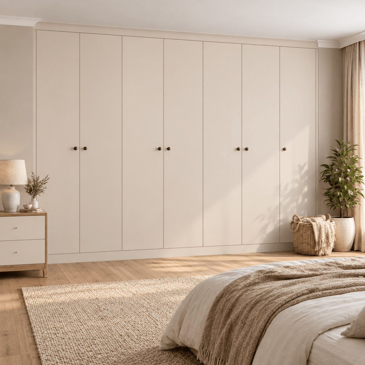 7 Door Modern Slab Front Frame Fitted Wardrobe - Widths Available 3801 - 4400mm 1 - Online Bedrooms