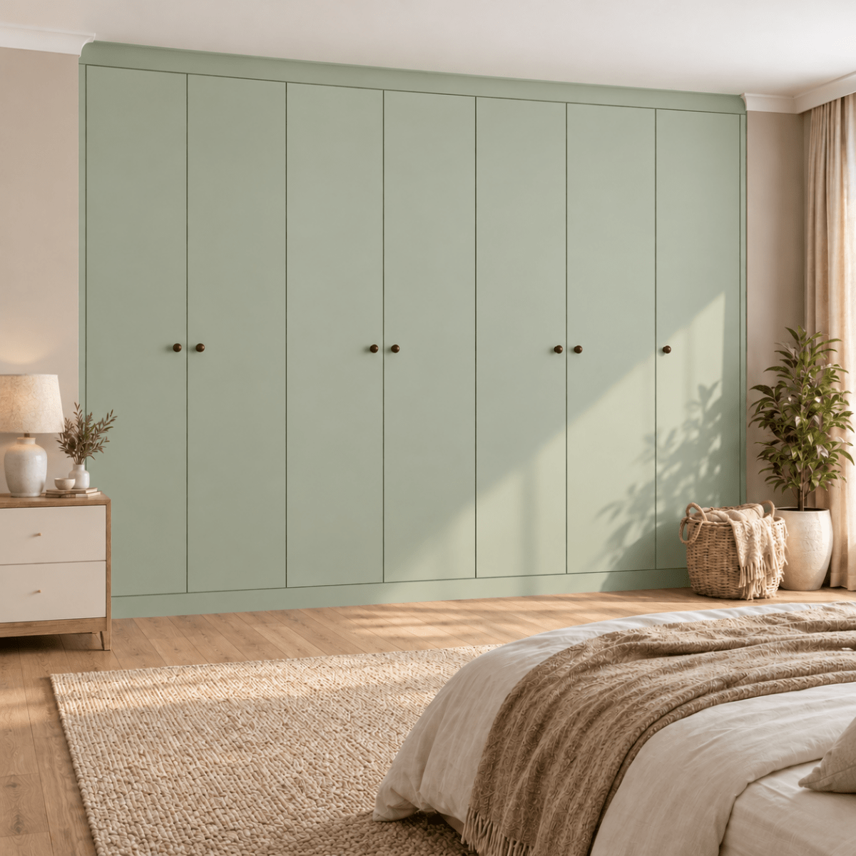7 Door Modern Slab Front Frame Fitted Wardrobe - Widths Available 3801 - 4400mm 12 - Online Bedrooms