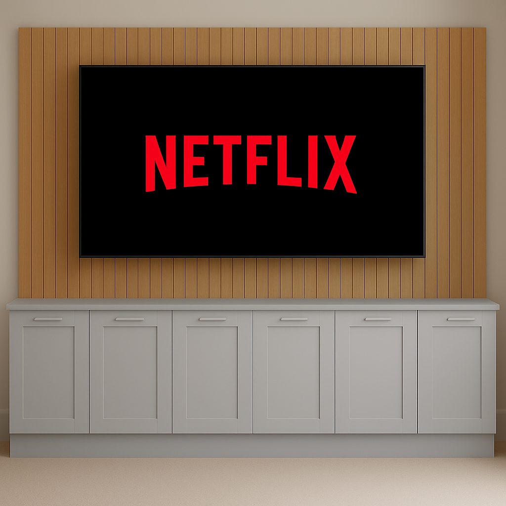 Tall Media Wall Entertainment Base Unit - For Up to 130" TVs