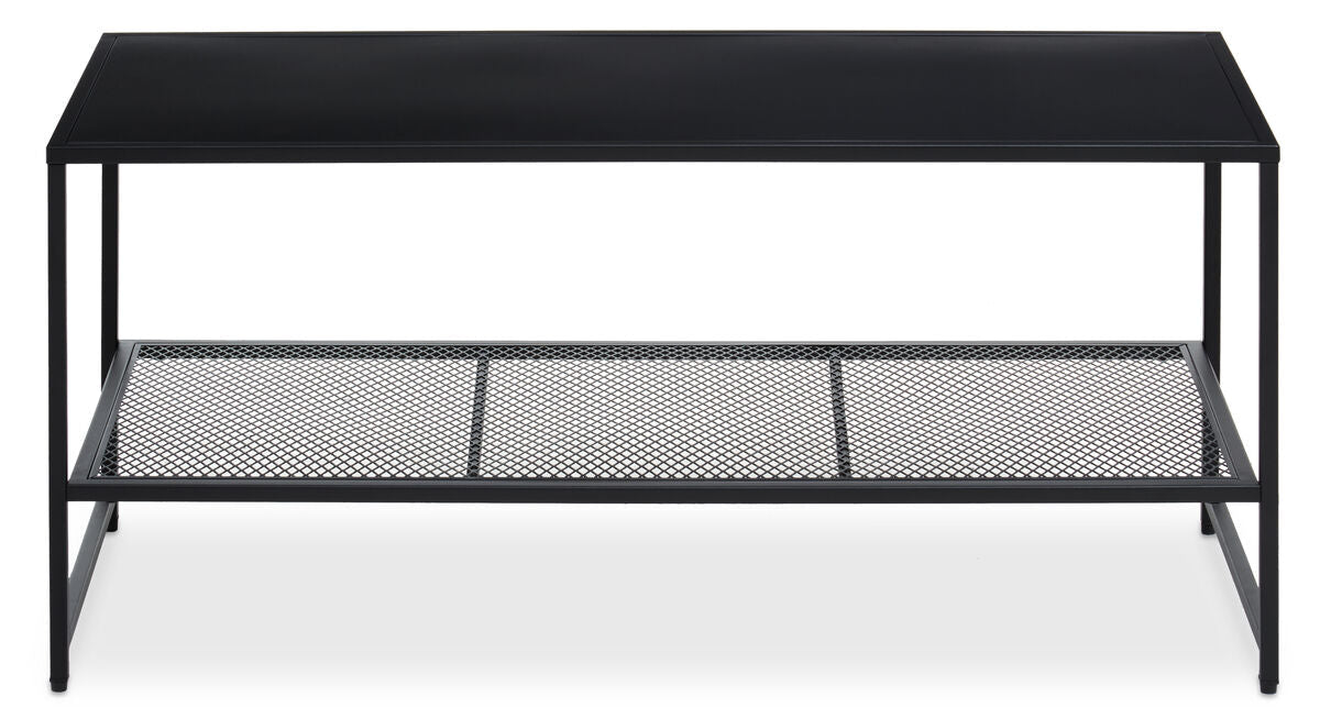 Acero Black Metal Coffee Table with Mesh Shelf 2 - Online Bedrooms