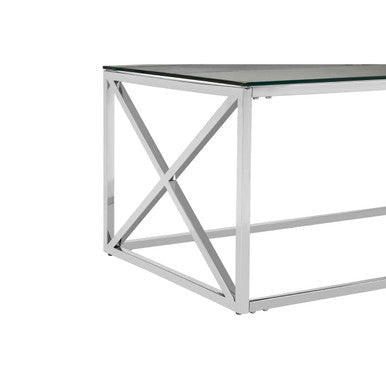 Allure Clear Glass Coffee Table with Silver Finish Frame 7 - Online Bedrooms