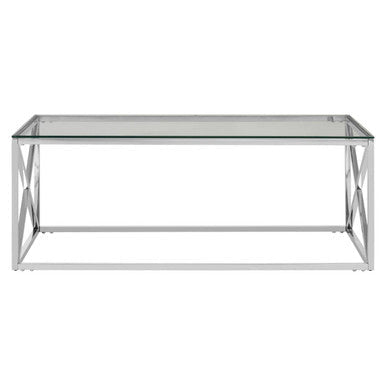 Allure Clear Glass Coffee Table with Silver Finish Frame 2 - Online Bedrooms