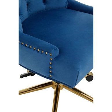 Anita Blue Velvet and Gold Base Home Office Chair 6 - Online Bedrooms