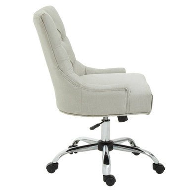 Anita Natural Fabric and Chrome Base Home Office Chair 2 - Online Bedrooms