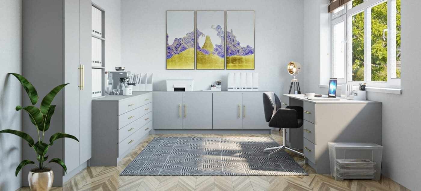 Fitted drawers in a home office