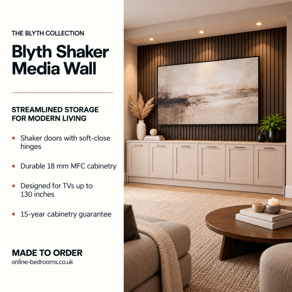 Blyth Shaker Media Wall Base Unit 2 - Online Bedrooms