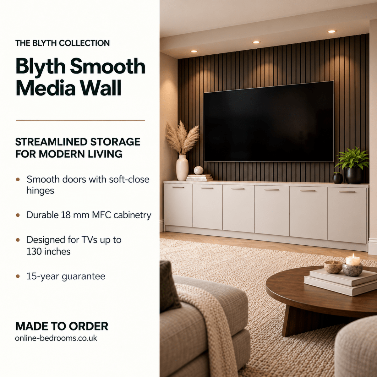 Blyth Smooth Media Wall Base Unit 2 - Online Bedrooms
