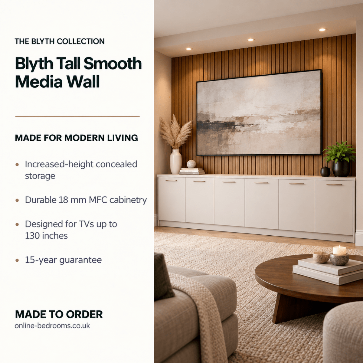 Blyth Tall Smooth Media Wall Base Unit 2 - Online Bedrooms