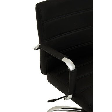 Brent Black Leather Effect And Chrome Home Office Chair 8 - Online Bedrooms
