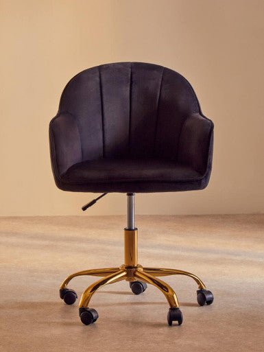 Brent Black Velvet And Gold Base Home Office Chair 9 - Online Bedrooms