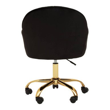Brent Black Velvet And Gold Base Home Office Chair 4 - Online Bedrooms