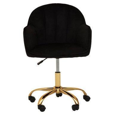Brent Black Velvet And Gold Base Home Office Chair 2 - Online Bedrooms
