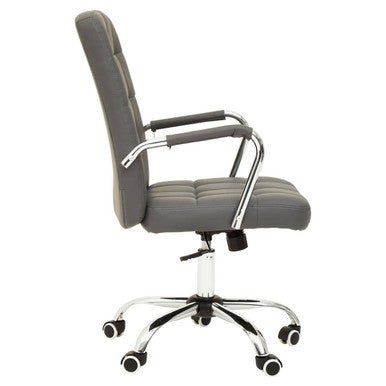 Brent Grey Leather Effect And Chrome Home Office Chair 3 - Online Bedrooms