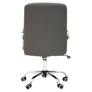 Brent Grey Leather Effect And Chrome Home Office Chair 4 - Online Bedrooms