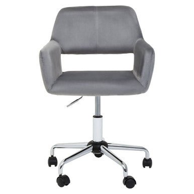 Brent Grey Velvet And Chrome Base Home Office Chair 2 - Online Bedrooms