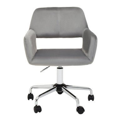 Brent Grey Velvet And Chrome Base Home Office Chair 1 - Online Bedrooms