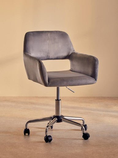 Brent Grey Velvet And Chrome Base Home Office Chair 9 - Online Bedrooms