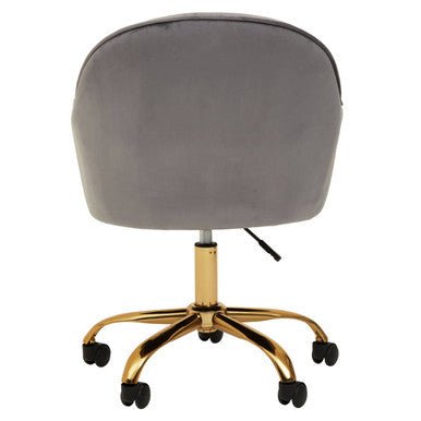 Brent Grey Velvet And Gold Base Home Office Chair 4 - Online Bedrooms