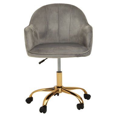 Brent Grey Velvet And Gold Home Office Chair 2 - Online Bedrooms
