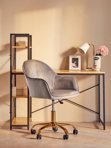 Brent Grey Velvet And Gold Home Office Chair 8 - Online Bedrooms