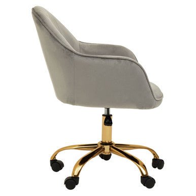 Brent Grey Velvet And Gold Home Office Chair 3 - Online Bedrooms
