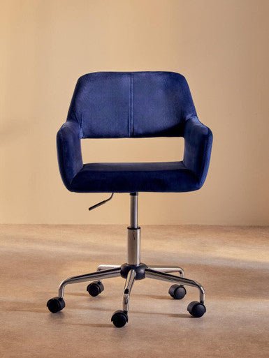 Brent Navy Velvet And Chrome Base Home Office Chair 9 - Online Bedrooms