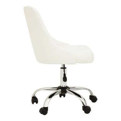 Brent Off White Leather Effect Home Office Chair 3 - Online Bedrooms