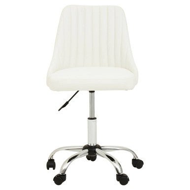 Brent Off White Leather Effect Home Office Chair 2 - Online Bedrooms