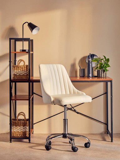 Brent Off White Leather Effect Home Office Chair 5 - Online Bedrooms