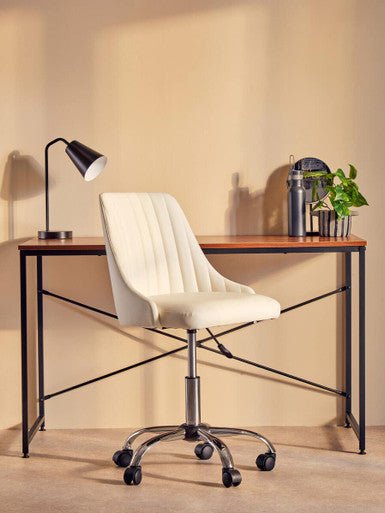 Brent Off White Leather Effect Home Office Chair 7 - Online Bedrooms
