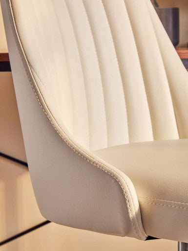 Brent Off White Leather Effect Home Office Chair 6 - Online Bedrooms