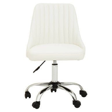Brent Off White Leather Effect Home Office Chair 1 - Online Bedrooms
