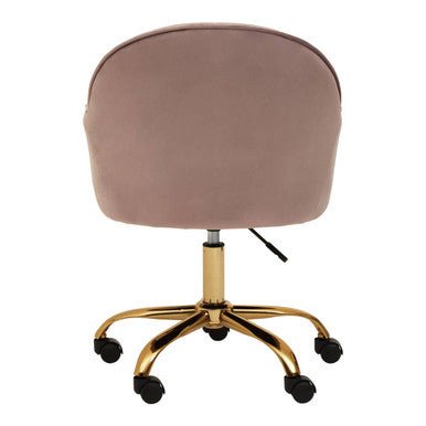 Brent Pink Velvet And Gold Home Office Chair 4 - Online Bedrooms